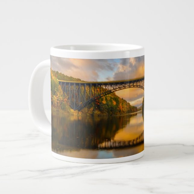 French King Bridge in Fall Large Coffee Mug (Front Left)
