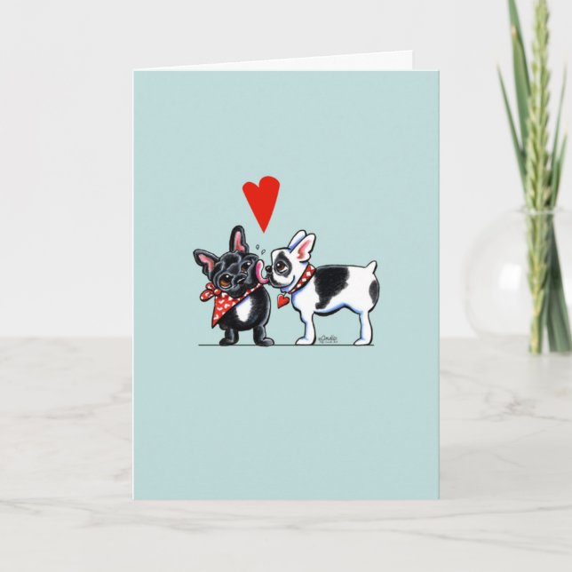 French Kiss Cute Frenchies Holiday Card (Front)