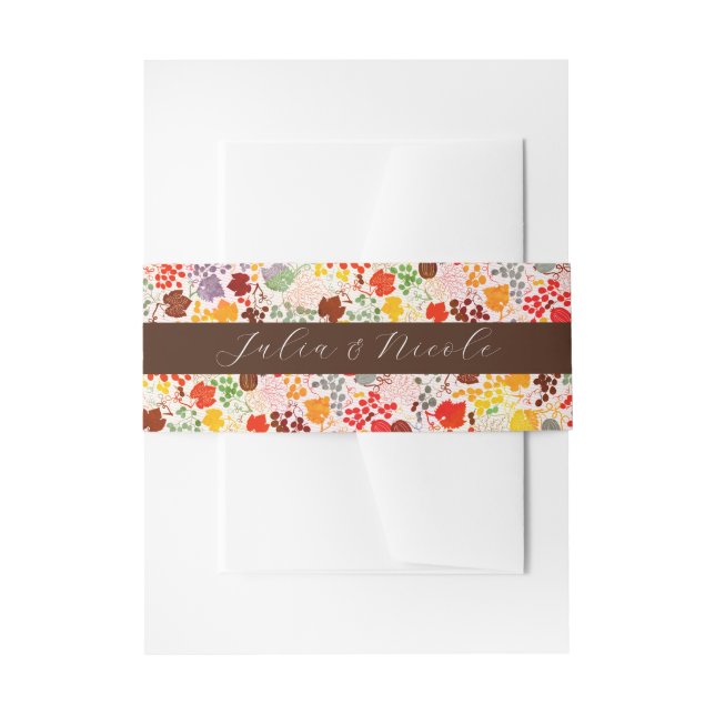 French Kissed Sweet Berry Grapes Flowers Wedding Invitation Belly Band (Front Example)