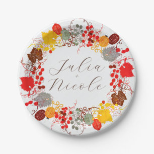 French Kissed Sweet Berry Grapes Flowers Wedding Paper Plate