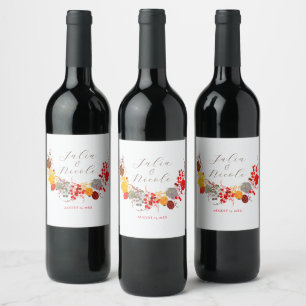 French Kissed Sweet Berry Grapes Flowers Wedding Wine Label