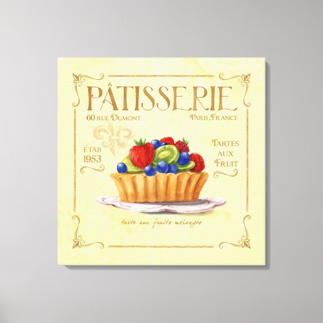 French Kitchen Decor Canvas, Colourful Fruit Tart (Front)