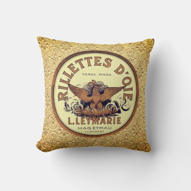 French Labels Throw Pillow (Front)