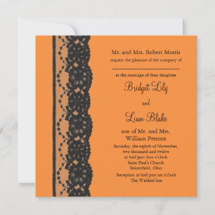 French Lace 2 Wedding Invitation (orange)
