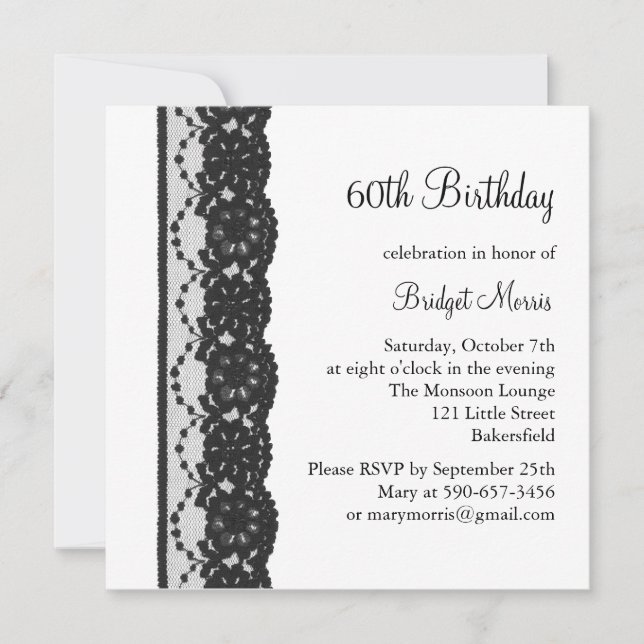 French Lace Birthday Invitation (white) (Front)