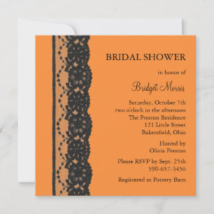 French Lace Bridal Shower 2(orange) Invitation
