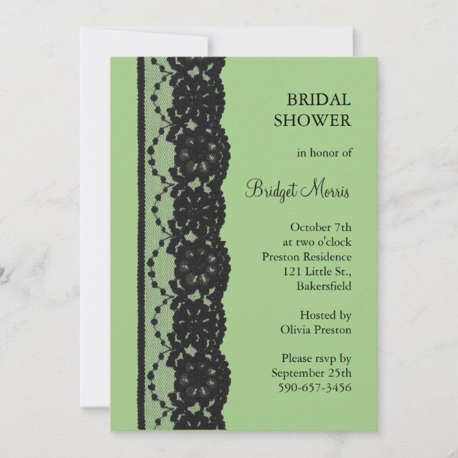 French Lace Bridal Shower (green) Invitation (Front)
