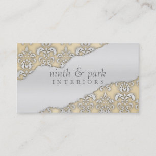 French Lace Ripped Damask Interior Design Business Card