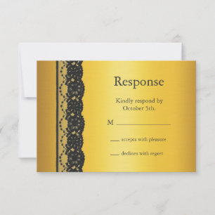 French Lace RSVP in gold Card