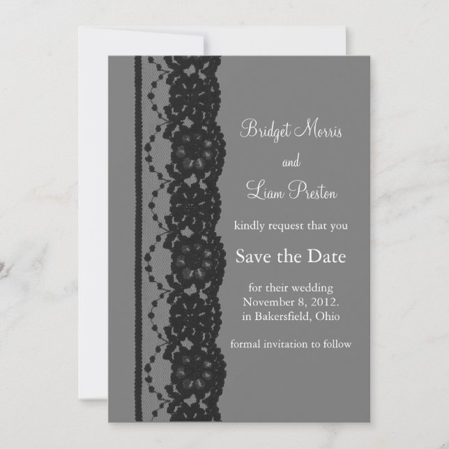 French Lace Save the Date (grey) (Front)