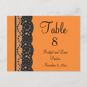 French Lace Table Numer Postcard (orange)