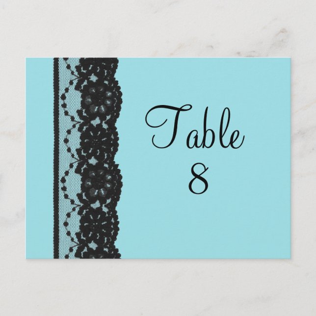 French Lace Table Numer Postcard (turquoise) (Front)