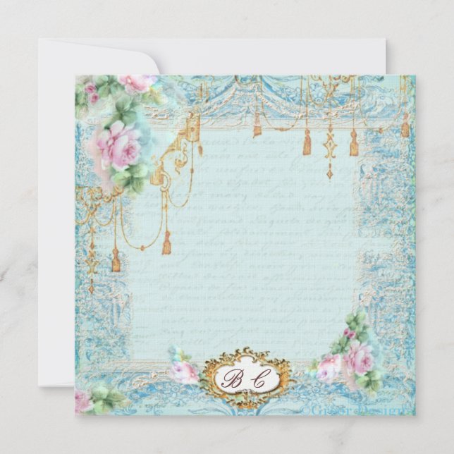 French Lace Tassels & Script Writing Invitation (Front)