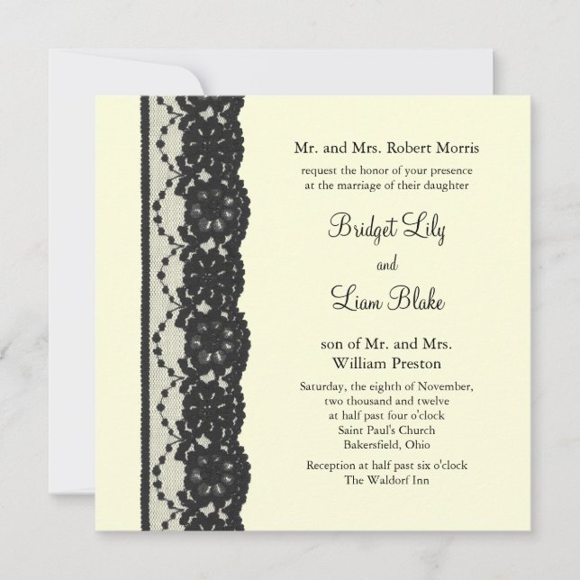 French Lace Wedding Invitation (ivory) (Front)