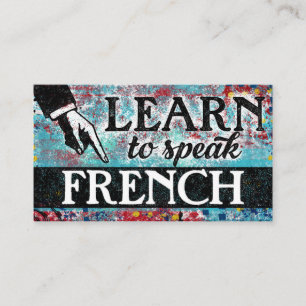 French Language Lessons Business Cards - Blue Red