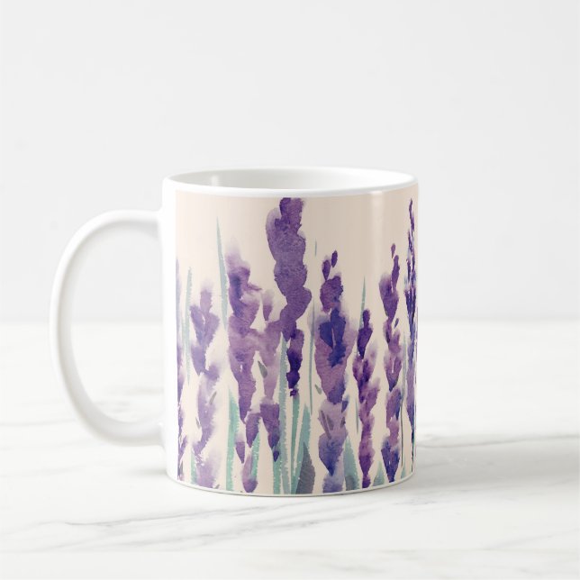 French lavander watercolor coffee mug (Left)