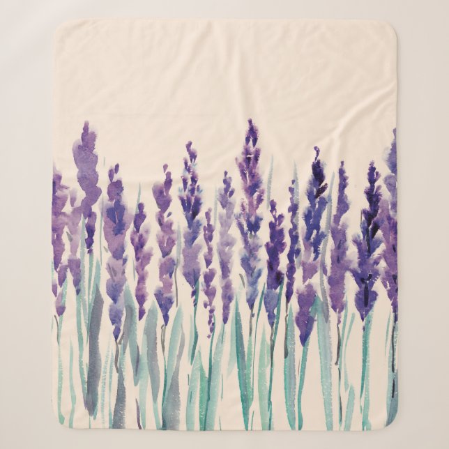 French lavander watercolor sherpa blanket (Front)
