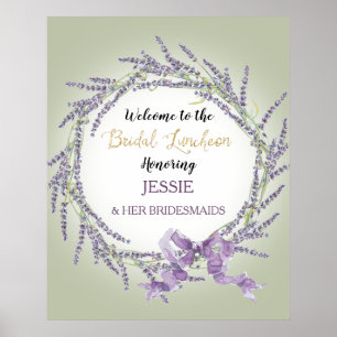 French Lavender Floral Wreath Sage Bridal Luncheon Poster