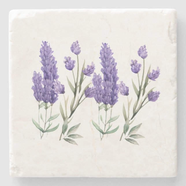 French Lavender Pattern Stone Coaster (Front)