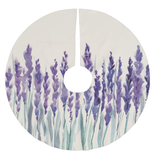 French Lavender: Watercolor Illustration Brushed Polyester Tree Skirt (Front)