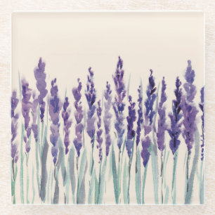 French Lavender: Watercolor Illustration Glass Coaster