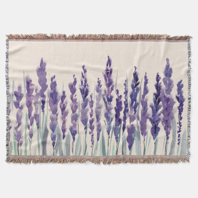 French Lavender: Watercolor Illustration Throw Blanket (Front)