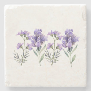 French Lavender Watercolour Pattern Stone Coaster