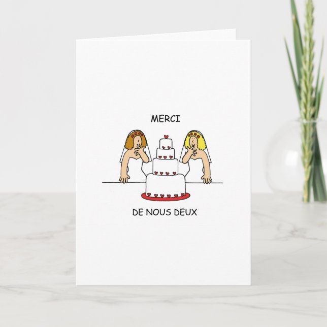 French Lesbian Wedding Thank you Card (Front)