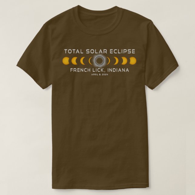 French Lick Indiana Solar Eclipse 2024 April 8  T-Shirt (Design Front)