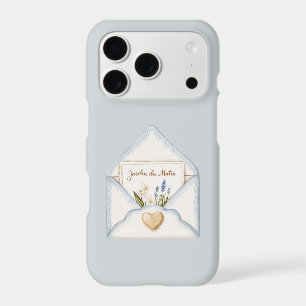 French Light Blue Cream Envelope Heart Floral  