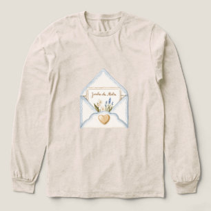 French Light Blue Cream Envelope Heart Floral Tri-Blend Shirt
