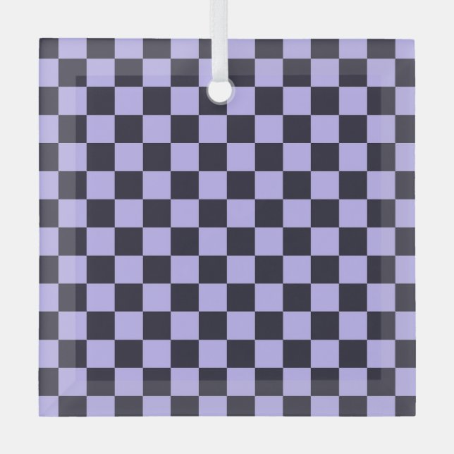 French lilac checkerboard pattern glass tree decoration (Front)