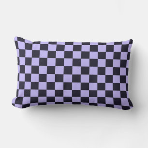 French lilac chequerboard pattern lumbar cushion