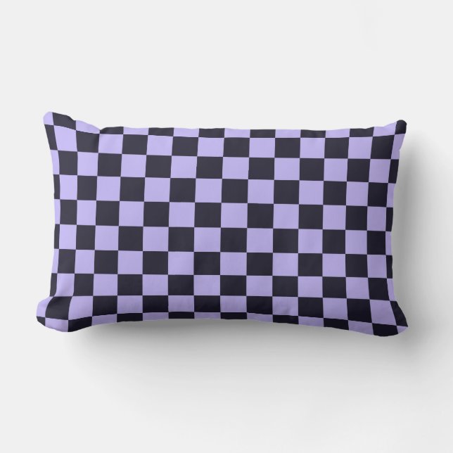 French lilac chequerboard pattern lumbar cushion (Front)