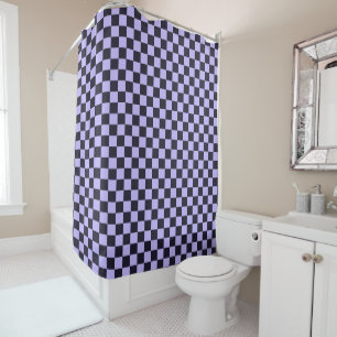 French lilac chequerboard pattern shower curtain