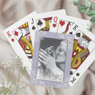 French Lilac Chic Engagement Wedding Photo Favours Playing Cards