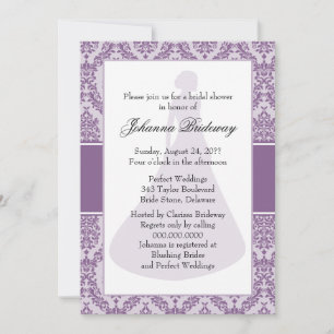 French Lilac Damask Bridal Shower Invitation