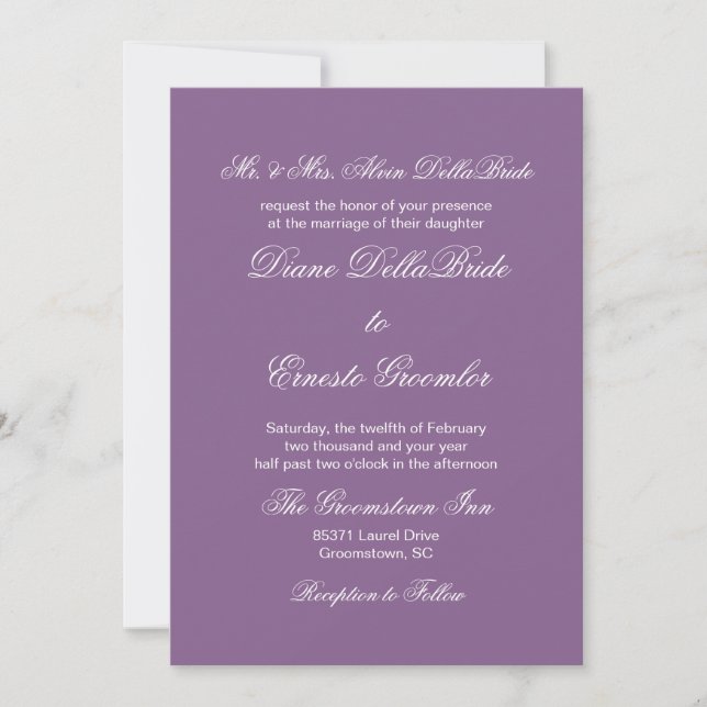 French Lilac Stylish Monochrome Invitation (Front)