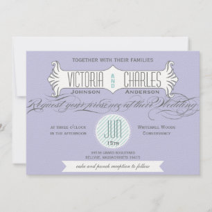 French Lilac Vintage Modern Typography Weddings Invitation