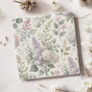 French Lilac Watercolor Floral Spring & Summer  Stone Coaster