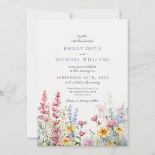 French Lilac Wildflower Wedding Invitation