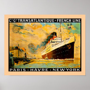 French Line ~ Paris-Havre-New York Poster