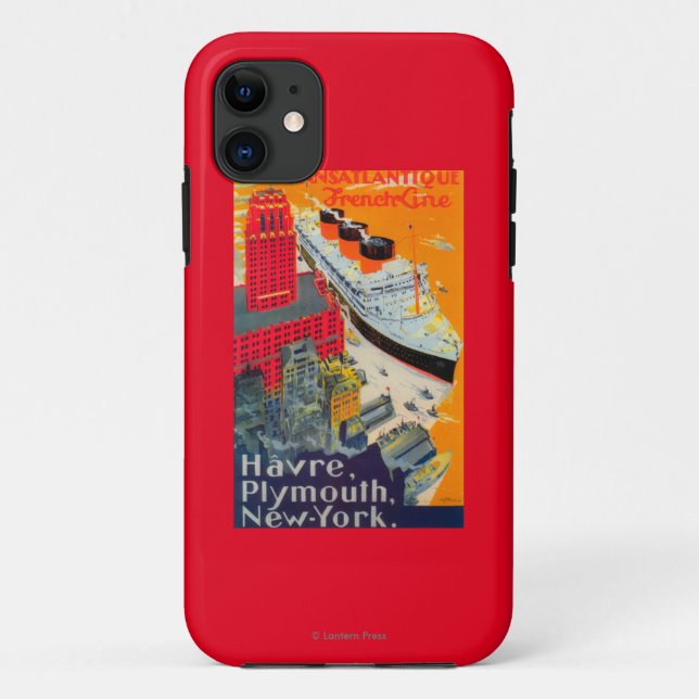 French Line Travel Poster, Havre to Plymouth, NY Case-Mate iPhone Case (Back)