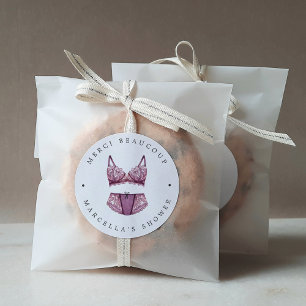 French Lingerie Shower Thank You Classic Round Sti Classic Round Sticker