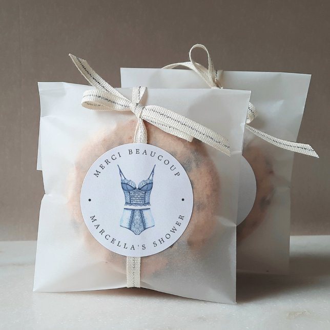 French Lingerie Shower Thank You Classic Round Sti Classic Round Sticker (Creator Uploaded)