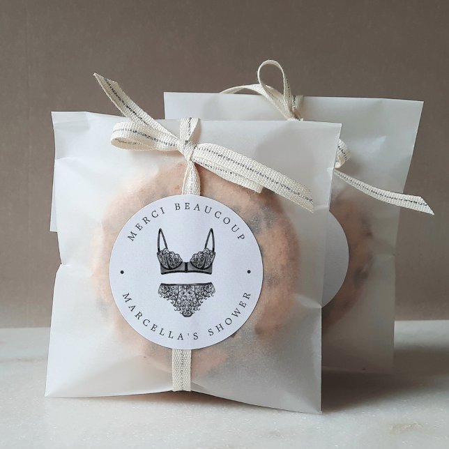 French Lingerie Shower Thank You Classic Round Sticker (Creator Uploaded)