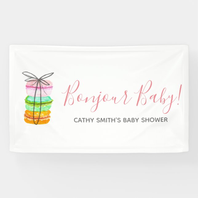 French macaron baby shower sign banner (Horizontal)
