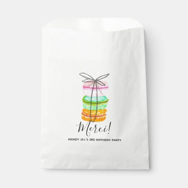 French macaron birthday party favour bag (Front)