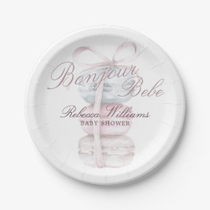 French Macaron Bonjour Bebe Baby shower Paper Plate
