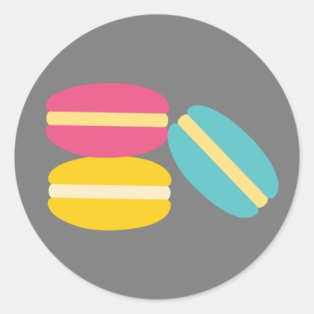 French macaron colourful cakes classic round sticker (Front)